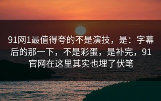 91网1最值得夸的不是演技，是：字幕后的那一下，不是彩蛋，是补完，91官网在这里其实也埋了伏笔