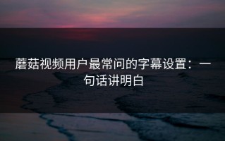 蘑菇视频用户最常问的字幕设置：一句话讲明白