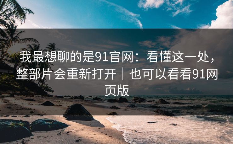 我最想聊的是91官网：看懂这一处，整部片会重新打开｜也可以看看91网页版